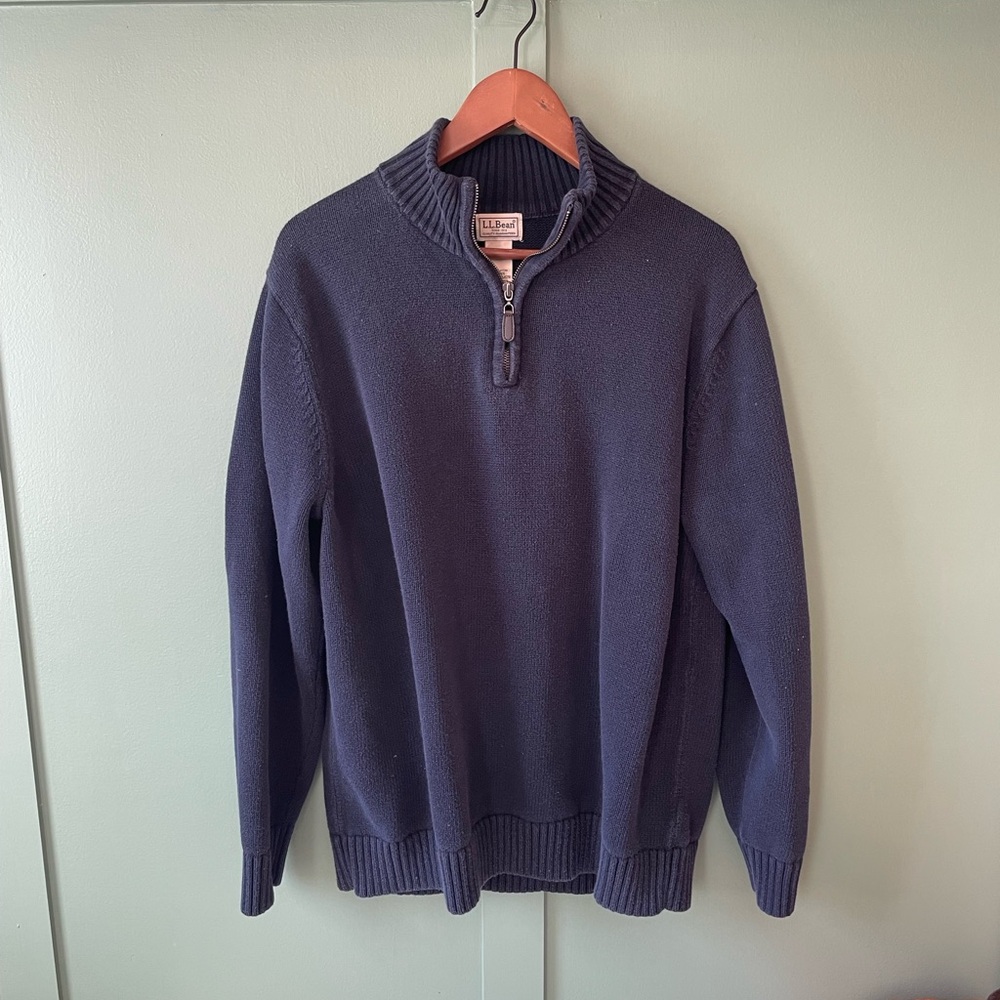 L.L. Bean Men's Deep Blue Zip-Up Sweater